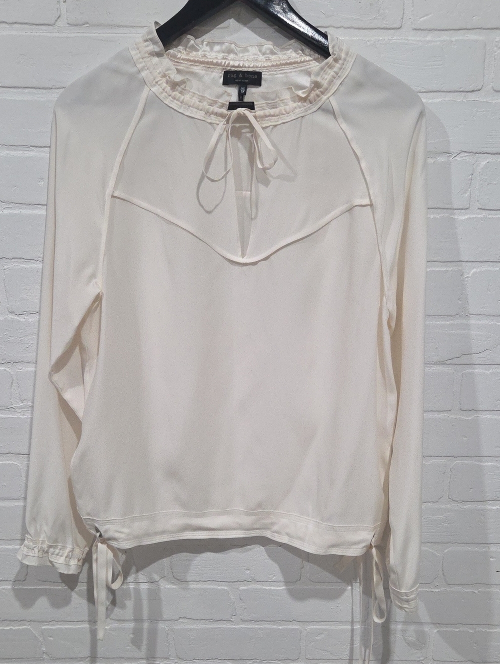 rag & bone Silk Tie-Neck Ruffle Blouse